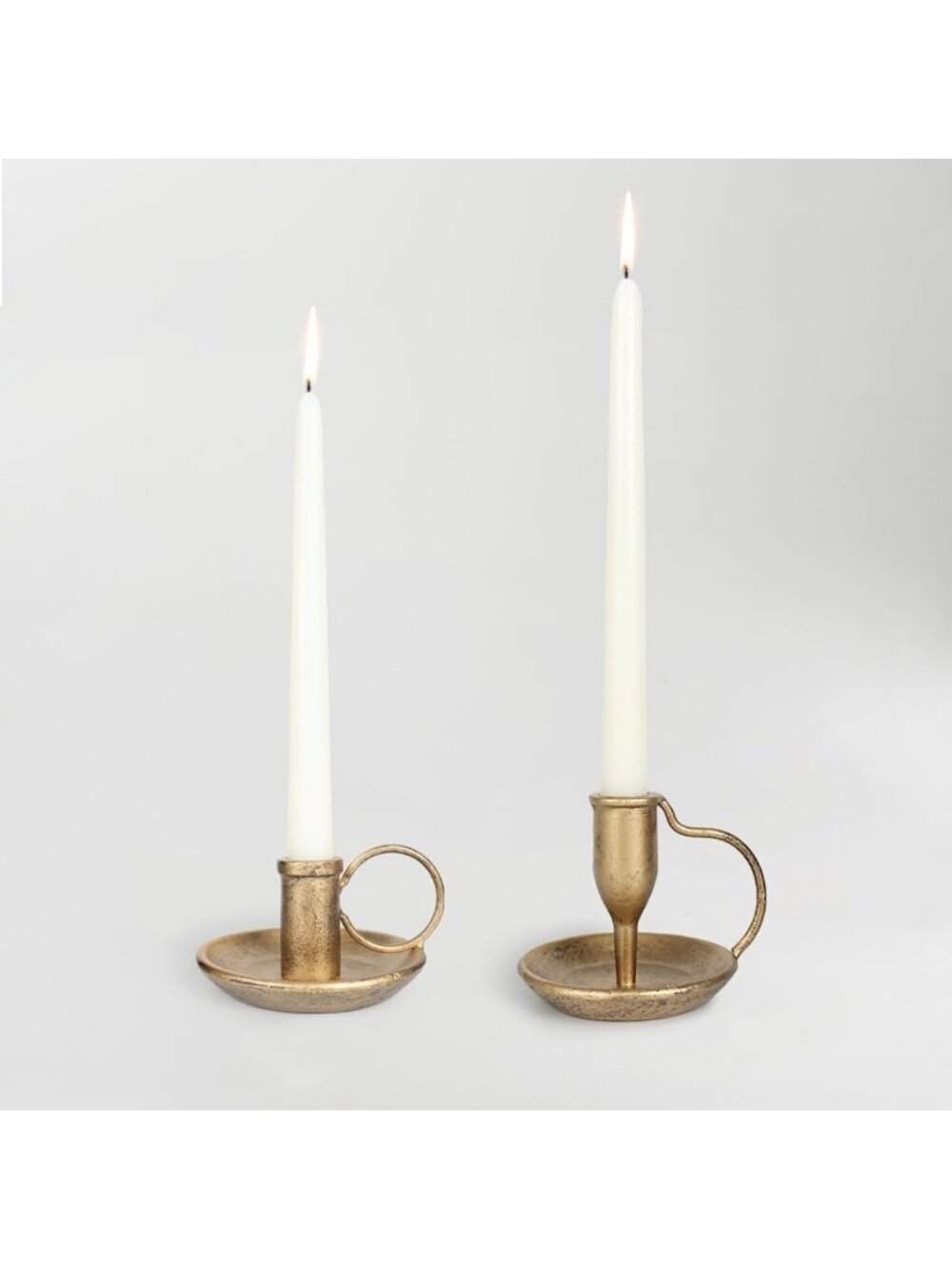 Antique Brass Taper Candle Holders Set of 2 | Vintage Decorative Stands for